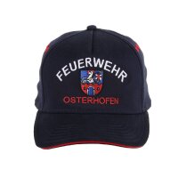 SCHIRMKAPPE Feuerwehr, schwarzblau/rot - mit Verstellband